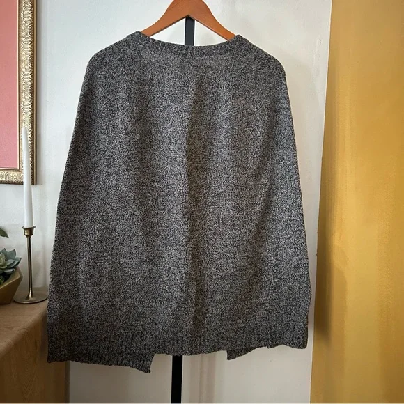 Cop.Copine Virgin Wool Cross Cape Sweater Poncho Arm Slit Minimalist Gray Size S - Picture 5 of 8